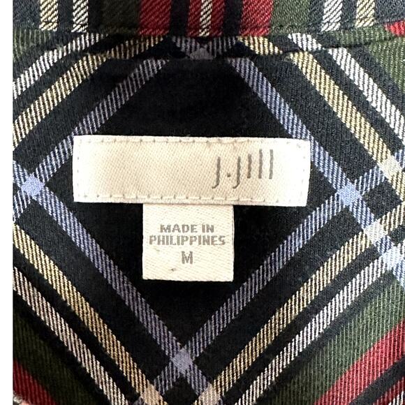 J. Jill Stewart Tartan Cotton Poplin Holiday Button Down Blouse Top Size Medium - Picture 10 of 11